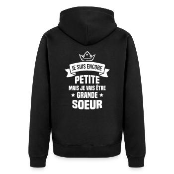 Je vais être une grande soeur - Veste à capuche bio Premium Unisexe - noir - Dos - Nico (187cm)