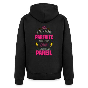 Je ne suis pas parfaite mais je suis chti - Veste à capuche bio Premium Unisexe - noir - Dos - Nico (187cm)