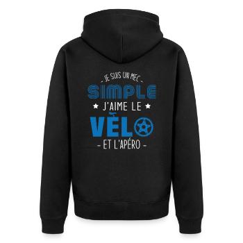 Je suis un mec simple j'aime le vélo et l'apéro - Veste à capuche bio Premium Unisexe - noir - Dos - Nico (187cm)