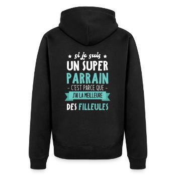 Je suis un super parrain j'ai filleules - Veste à capuche bio Premium Unisexe - noir - Dos - Nico (187cm)