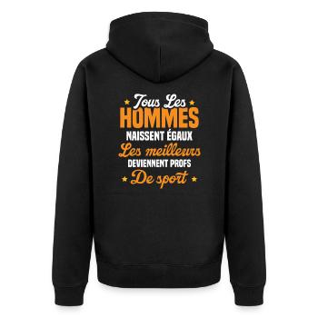 Les meilleurs hommes deviennent profs de sport - Veste à capuche bio Premium Unisexe - noir - Dos - Nico (187cm)