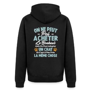 On peut adopter un chat Humour Cadeau - Veste à capuche bio Premium Unisexe - noir - Dos - Nico (187cm)