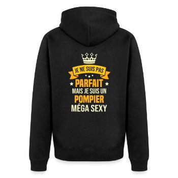 Je suis un pompier méga sexy, Cadeau pompier - Veste à capuche bio Premium Unisexe - noir - Dos - Nico (187cm)