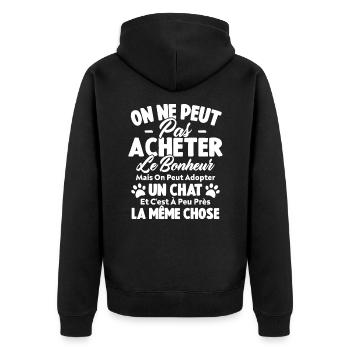 On peut adopter un chat Humour Cadeau - Veste à capuche bio Premium Unisexe - noir - Dos - Nico (187cm)