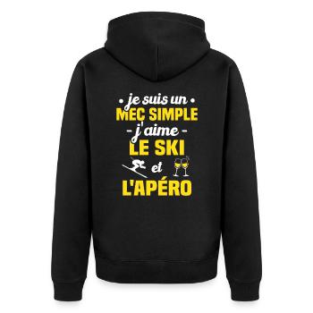 Je suis un mec simple j'aime le ski et l'apéro - Veste à capuche bio Premium Unisexe - noir - Dos - Nico (187cm)