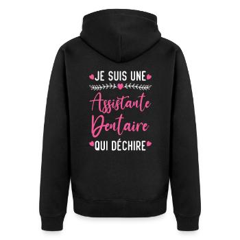 Je suis Assistante Dentaire qui Déchire - Veste à capuche bio Premium Unisexe - noir - Dos - Nico (187cm)