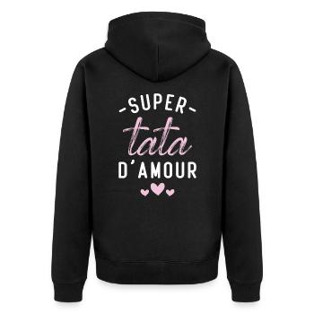 Cadeau Femme Super tata d'amour - Veste à capuche bio Premium Unisexe - noir - Dos - Nico (187cm)