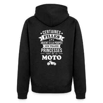Les vraies princesse font de la moto - Veste à capuche bio Premium Unisexe - noir - Dos - Nico (187cm)