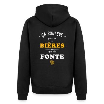 ça soulève plus de bières que de fonte - Veste à capuche bio Premium Unisexe - noir - Dos - Nico (187cm)