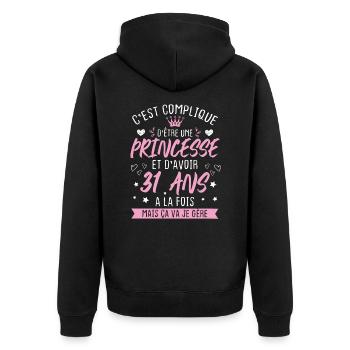 Une princesse et d'avoir 31 ans, Cadeau 31 ans - Veste à capuche bio Premium Unisexe - noir - Dos - Nico (187cm)