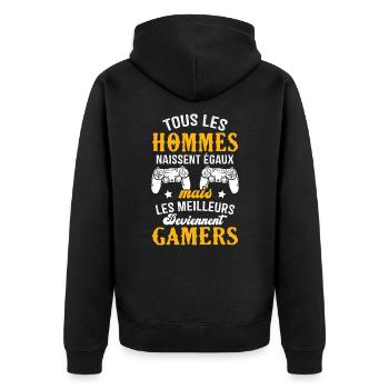 Les meilleurs hommes deviennent gamers - Veste à capuche bio Premium Unisexe - noir - Dos - Nico (187cm)