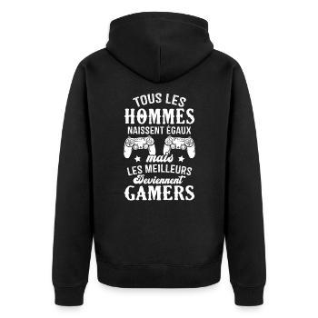 Les meilleurs hommes deviennent gamers - Veste à capuche bio Premium Unisexe - noir - Dos - Nico (187cm)