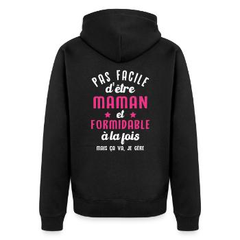 Maman et Formidable Cool Cadeau Mère - Veste à capuche bio Premium Unisexe - noir - Dos - Nico (187cm)