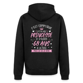 Une princesse et d'avoir 68 ans, Cadeau 68 ans - Veste à capuche bio Premium Unisexe - noir - Dos - Nico (187cm)