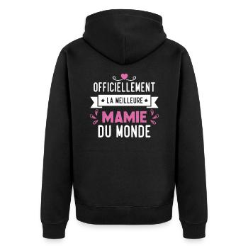 Cadeau meilleure mamie du monde grand mère - Veste à capuche bio Premium Unisexe - noir - Dos - Nico (187cm)