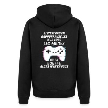 Si C'est Pas En Rapport Avec Les Mangas Jeux Vidéo - Veste à capuche bio Premium Unisexe - noir - Dos - Nico (187cm)