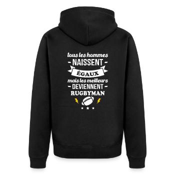 Les meilleurs hommes deviennent rugbymans - Veste à capuche bio Premium Unisexe - noir - Dos - Nico (187cm)