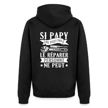 Si papy ne peut pas le réparer, personne ne peut - Veste à capuche bio Premium Unisexe - noir - Dos - Nico (187cm)