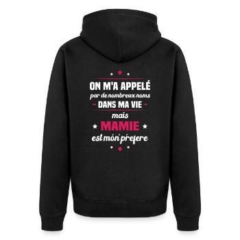 Mon nom parfait est mamie, Cadeau Grand-mère - Veste à capuche bio Premium Unisexe - noir - Dos - Nico (187cm)