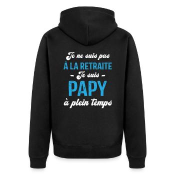 Je ne suis pas retraité je suis papy à plein temps - Veste à capuche bio Premium Unisexe - noir - Dos - Nico (187cm)