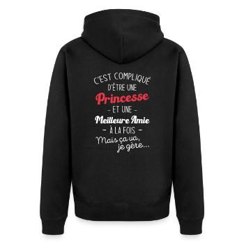 Une princesse et meilleure amie - Veste à capuche bio Premium Unisexe - noir - Dos - Nico (187cm)