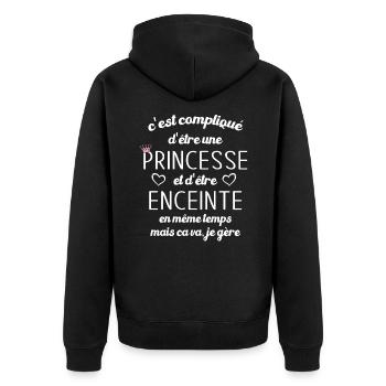 Compliqué d'être une princesse et d'être enceinte - Veste à capuche bio Premium Unisexe - noir - Dos - Nico (187cm)