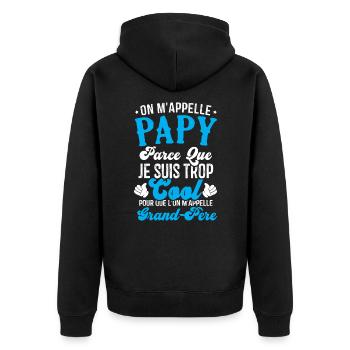On m'appelle papy parce que je suis trop cool - Veste à capuche bio Premium Unisexe - noir - Dos - Nico (187cm)
