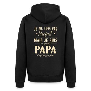 Je suis un super papa et c'est presque pareil - Veste à capuche bio Premium Unisexe - noir - Dos - Nico (187cm)