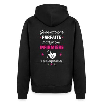 Je ne suis pas parfaite mais je suis infirmière - Veste à capuche bio Premium Unisexe - noir - Dos - Nico (187cm)