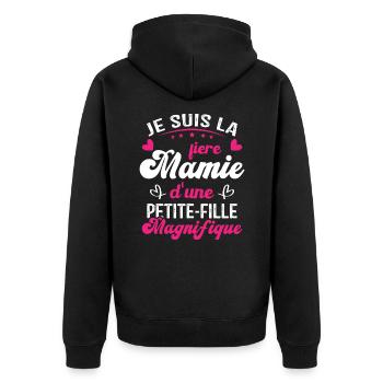 Je suis la Fière Mamie d'une Petite Fille Cool - Veste à capuche bio Premium Unisexe - noir - Dos - Nico (187cm)