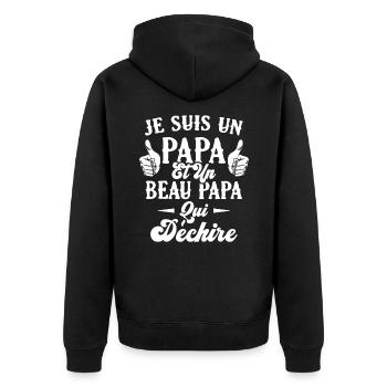 Je suis un papa et un beau papa qui déchire - Veste à capuche bio Premium Unisexe - noir - Dos - Nico (187cm)