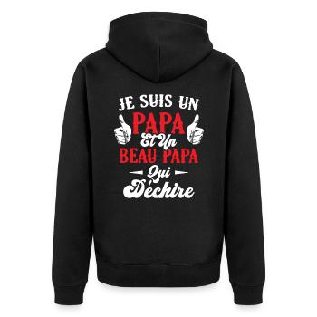 Je suis un papa et un beau papa qui déchire - Veste à capuche bio Premium Unisexe - noir - Dos - Nico (187cm)