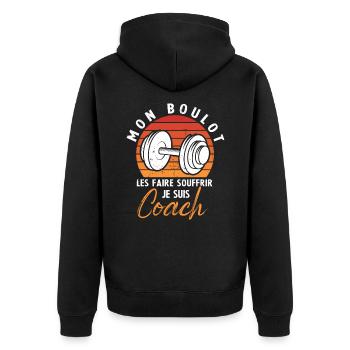 Mon boulot les faire souffrir je suis coach - Veste à capuche bio Premium Unisexe - noir - Dos - Nico (187cm)