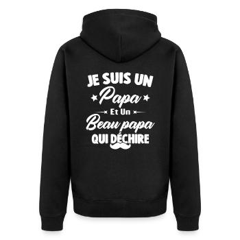 je suis un papa et beau-papa qui déchire - Veste à capuche bio Premium Unisexe - noir - Dos - Nico (187cm)