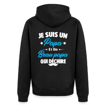 je suis un papa et beau-papa qui déchire - Veste à capuche bio Premium Unisexe - noir - Dos - Nico (187cm)