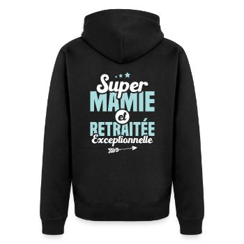 Super mamie et retraitée exceptionnelle - Veste à capuche bio Premium Unisexe - noir - Dos - Nico (187cm)