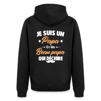je suis un papa et beau-papa qui déchire - Veste à capuche bio Premium Unisexe - noir - Dos - Nico (187cm)