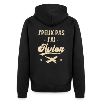 Cadeau Je peux pas j'ai avion humour aviation - Veste à capuche bio Premium Unisexe - noir - Dos - Nico (187cm)