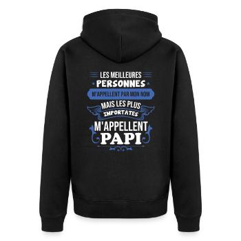Importantes personnes m'appellent papi - Veste à capuche bio Premium Unisexe - noir - Dos - Nico (187cm)
