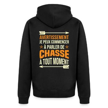 Je Peux Commencer À Parler De Chasse À Tout Moment - Veste à capuche bio Premium Unisexe - noir - Dos - Nico (187cm)
