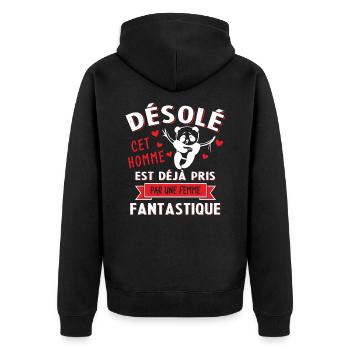 Cet Homme est déjà Pris par Une Femme Fantastique - Veste à capuche bio Premium Unisexe - noir - Dos - Nico (187cm)