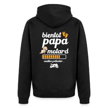 Bientôt papa motard - Veste à capuche bio Premium Unisexe - noir - Dos - Nico (187cm)