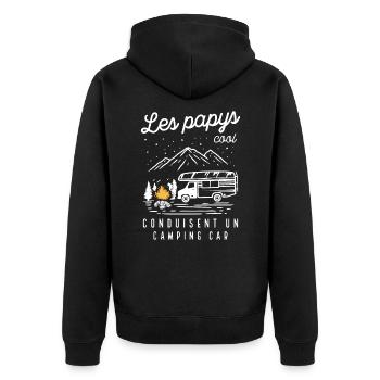 Les Papys Cool Conduisent Un Camping-car - Veste à capuche bio Premium Unisexe - noir - Dos - Nico (187cm)