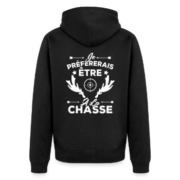 Je préférerais être à la chasse, Cadeau Chasseur - Veste à capuche bio Premium Unisexe - noir - Dos - Nico (187cm)