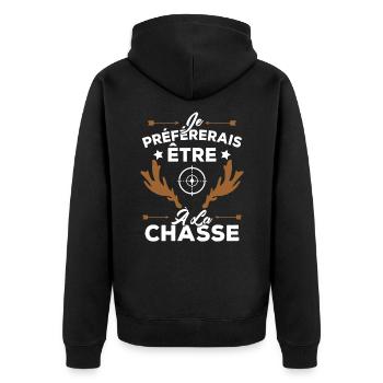 Je préférerais être à la chasse, Cadeau Chasseur - Veste à capuche bio Premium Unisexe - noir - Dos - Nico (187cm)