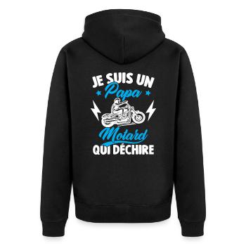 Je Suis Un Papa Motard Qui Déchire - Veste à capuche bio Premium Unisexe - noir - Dos - Nico (187cm)