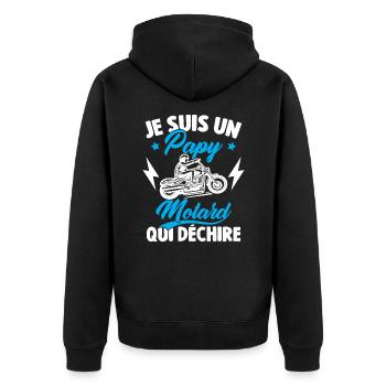 Je Suis Un Papy Motard Qui Déchire - Veste à capuche bio Premium Unisexe - noir - Dos - Nico (187cm)