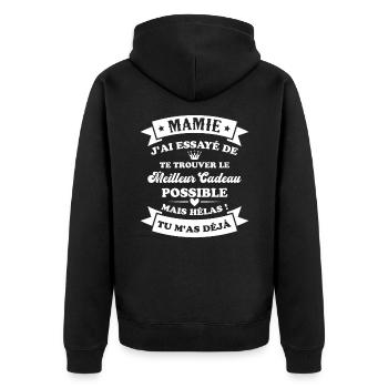 Mamie j'ai essayé de te trouver le meilleur cadeau - Veste à capuche bio Premium Unisexe - noir - Dos - Nico (187cm)