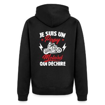 Je Suis Un Papy Motard Qui Déchire - Veste à capuche bio Premium Unisexe - noir - Dos - Nico (187cm)