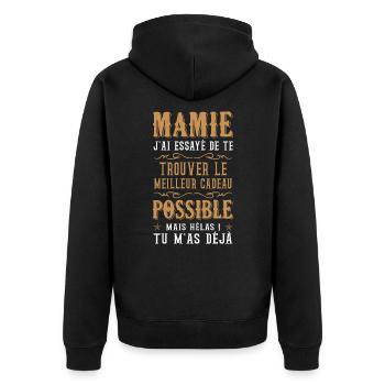Mamie j'ai essayé de te trouver le meilleur cadeau - Veste à capuche bio Premium Unisexe - noir - Dos - Nico (187cm)